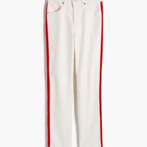 Madewell White Women's Jeans with Red Side Stripe